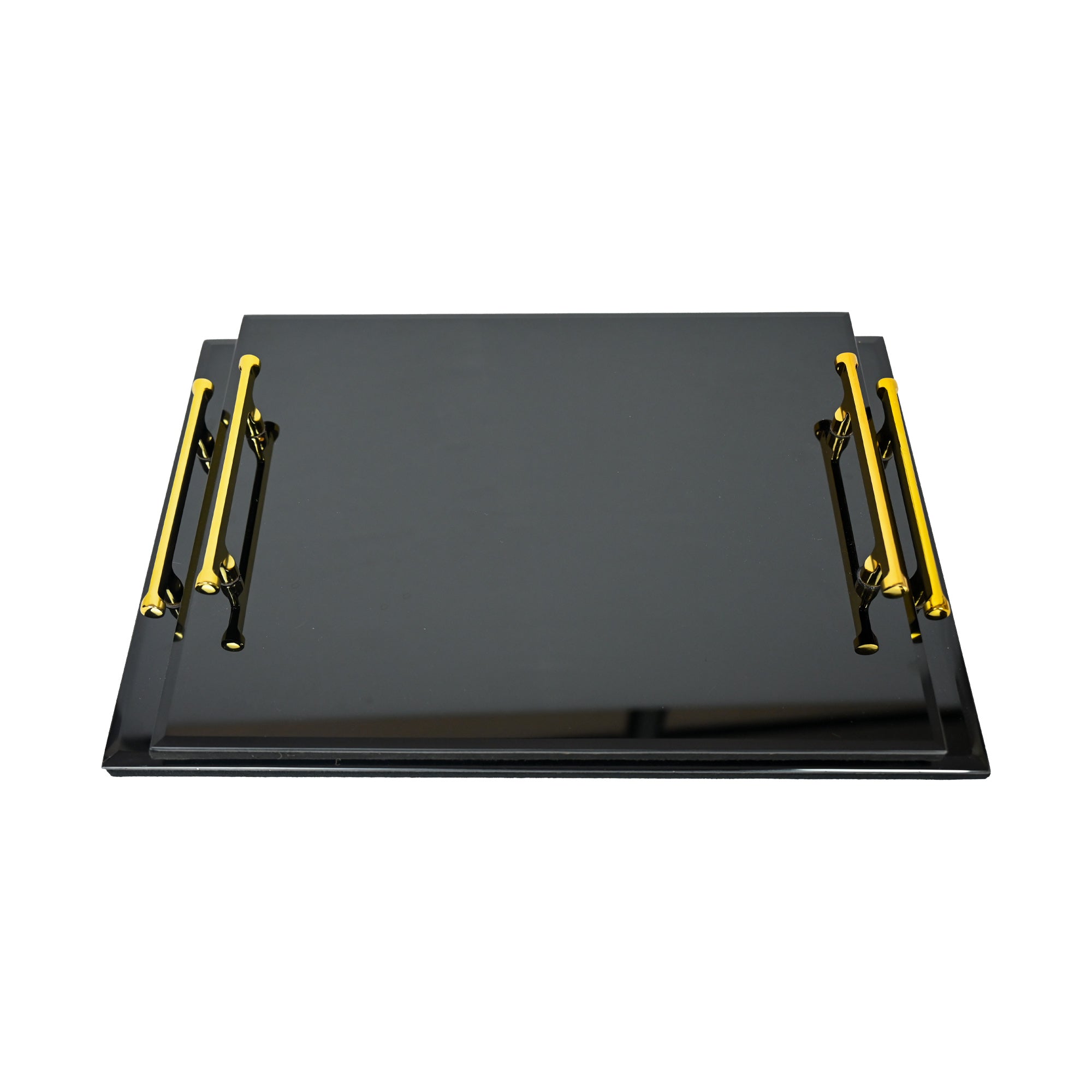 Luxury Black Glass Tray Set of Two